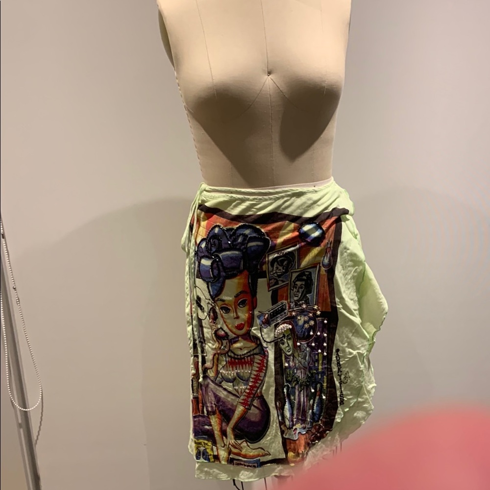 Cotton Print Women's Sarong Skirt - Light Green